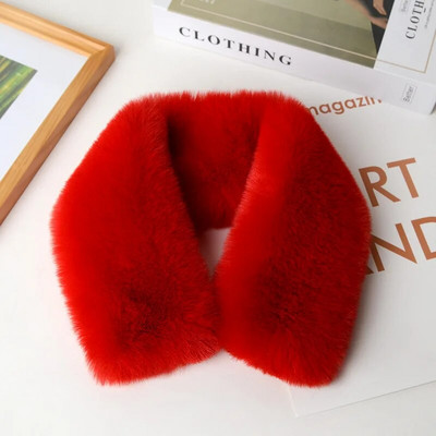 Koreai egyszínű műnyúl szőrme gallér előke téli nyakvédő vastag meleg gyereksál női kereszt plüss sál T22