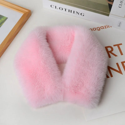 Koreai egyszínű műnyúl szőrme gallér előke téli nyakvédő vastag meleg gyereksál női kereszt plüss sál T22