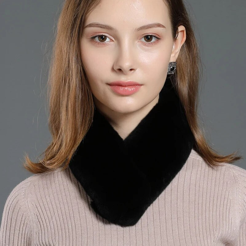 Koreai egyszínű műnyúl szőrme gallér előke téli nyakvédő vastag meleg gyereksál női kereszt plüss sál T22