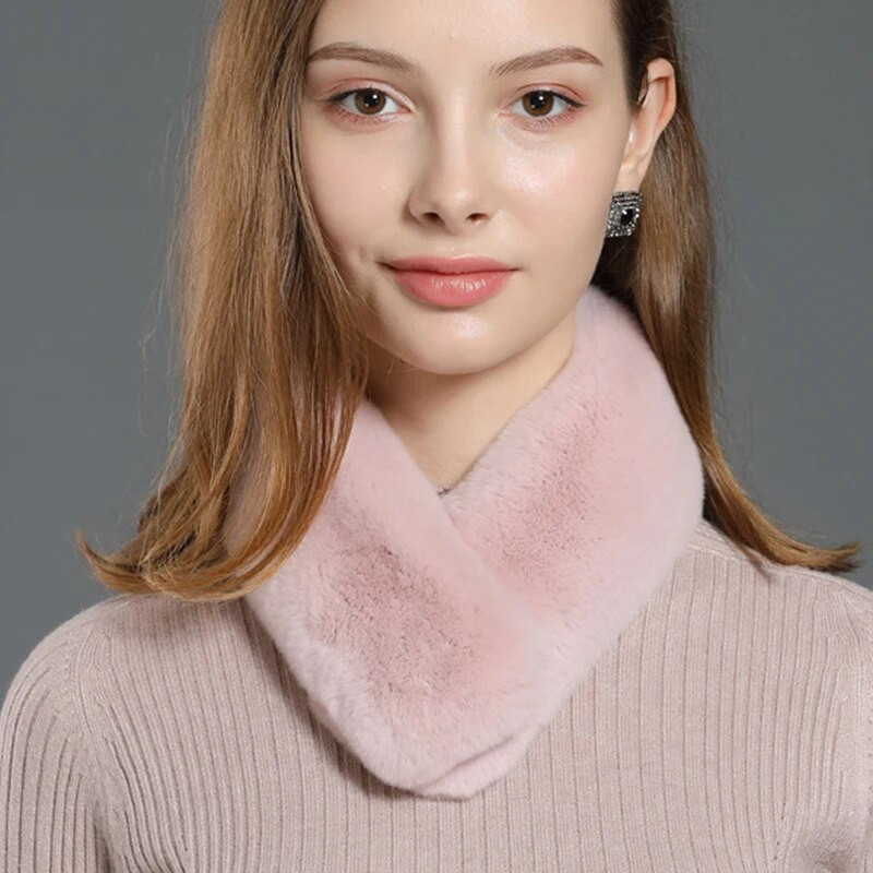 Koreai egyszínű műnyúl szőrme gallér előke téli nyakvédő vastag meleg gyereksál női kereszt plüss sál T22