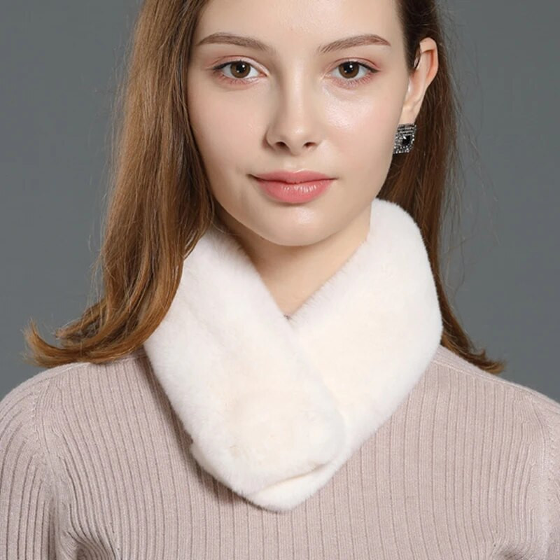 Koreai egyszínű műnyúl szőrme gallér előke téli nyakvédő vastag meleg gyereksál női kereszt plüss sál T22
