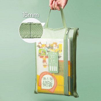 A4 Чанта за съхранение на канцеларски материали Двуслойна мрежеста чанта с цип Органайзер с голям капацитет Чанта за козметика Прозрачни папки с файлове