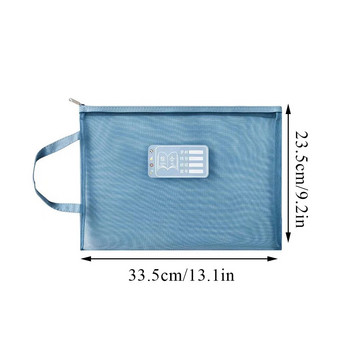 A4 Чанта за съхранение на канцеларски материали Двуслойна мрежеста чанта с цип Органайзер с голям капацитет Чанта за козметика Прозрачни папки с файлове