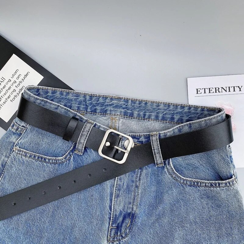 PU bőr öv női négyszögletes csatos csatos farmer fekete öv elegáns luxusmárka női vintage pántos női derékpánt 2022