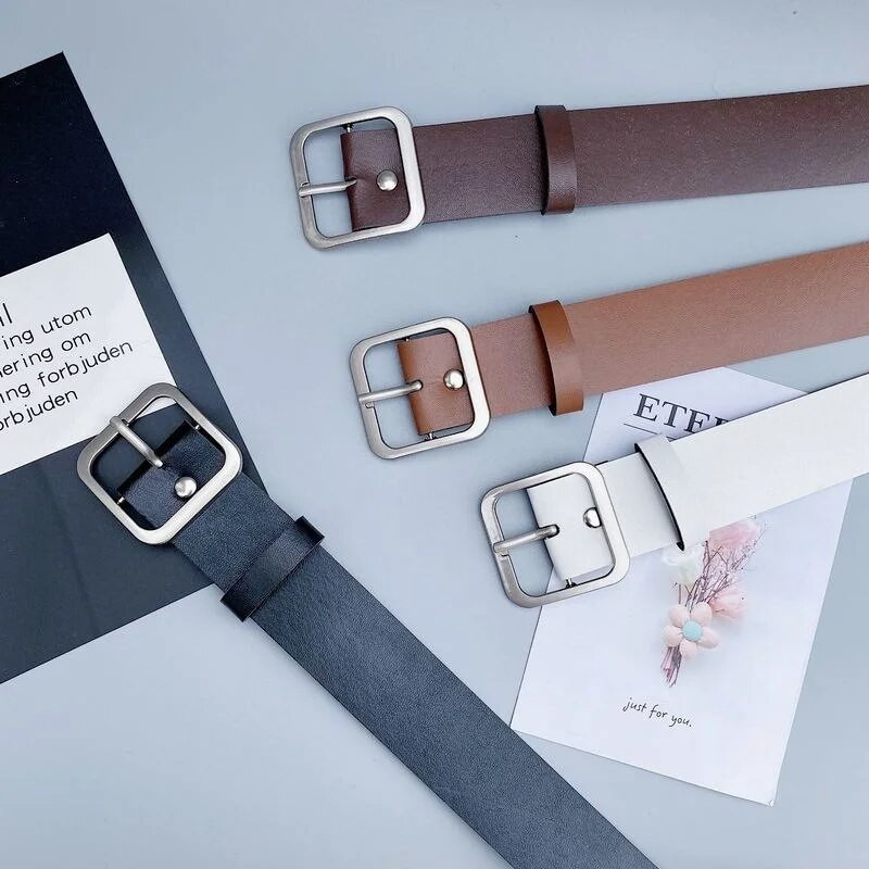 PU bőr öv női négyszögletes csatos csatos farmer fekete öv elegáns luxusmárka női vintage pántos női derékpánt 2022