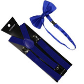 Υψηλής ποιότητας 2,5cm φαρδιές Royal Blue Γυναικείες αντρικές ζαρτιέρες Σετ παπιγιόν Μασίφ ελαστικές ζαρτιέρες και τιράντες πουκάμισου παπιγιόν