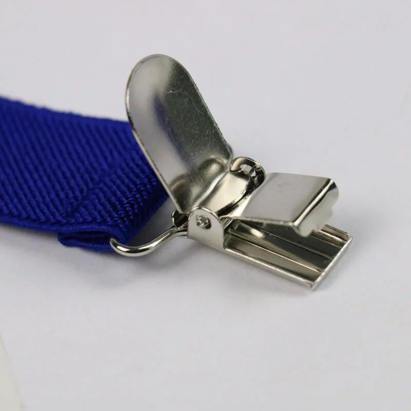 Visokokvalitetni 2,5 cm široki kraljevski plavi ženski muški tregeri Set leptir-kravata Čvrsti elastični tregeri i leptir-mašna naramenice za košulju