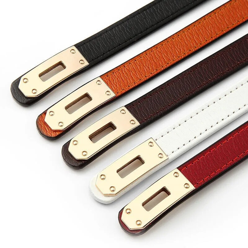 Ženski remen Luksuzna robna marka Remeni  za žene Modni podesivi remeni Haljina Traperice Tanki pojas od kravlje kože Bijelo Crvena