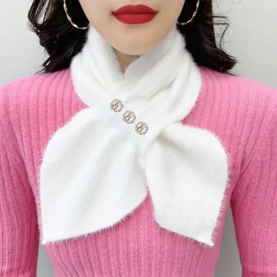 Korejski debeo umjetni nerc baršunasti pleteni dijamantni šal štitnik za vrat Zimski križni plišani šal Ženski pulover s lažnim ovratnikom Topli šal T51