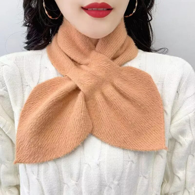 Korejski debeo umjetni nerc baršunasti pleteni dijamantni šal štitnik za vrat Zimski križni plišani šal Ženski pulover s lažnim ovratnikom Topli šal T51