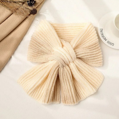 Korėjietiška vienspalvė dvipusė kaklo apsauga, vilna megzta kryžminė apykaklė šilta skara žieminė lauko vėjui stora moteriška skara V29