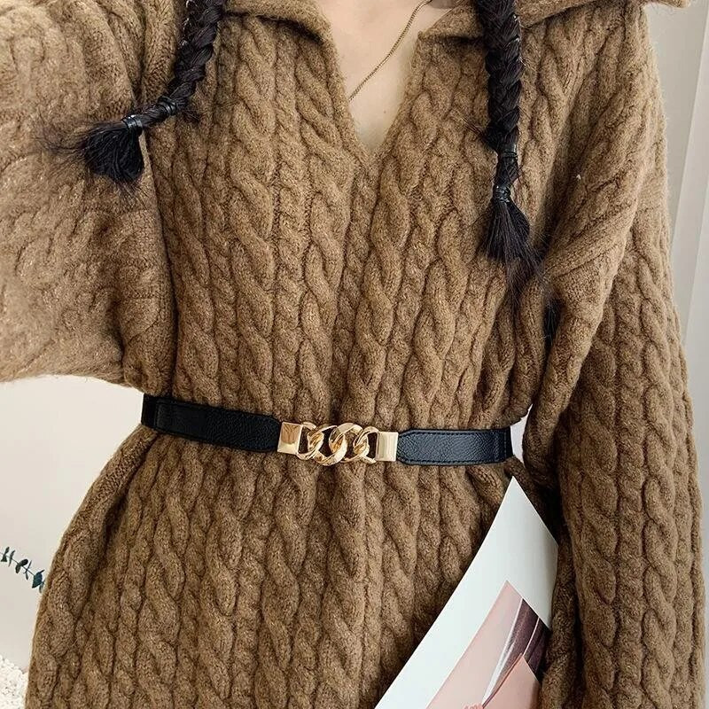 Sieviešu jostas plānas jostas slaids dekoratīvs krekls ar kleitu vairāku gredzenu sprādzi elastīga augsta elastīga atmosfēra vasaras jauns stils