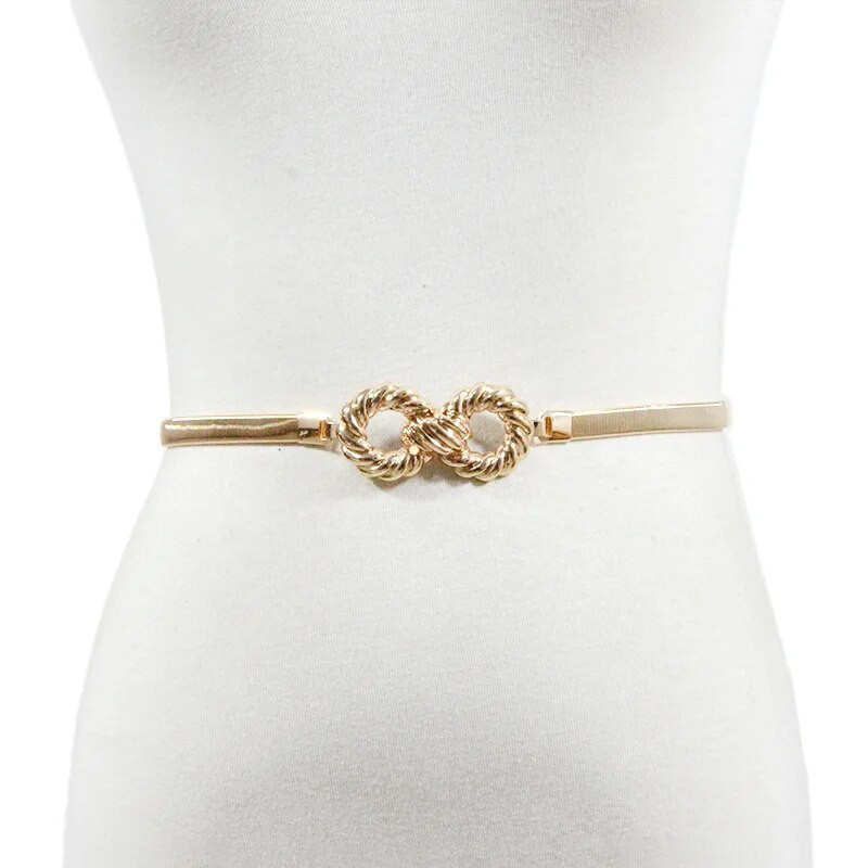 Novi jedinstveni rastezljivi remen s 8 zlatnim kopčama Ženski modni retro pojasevi s tankom metalnom kopčom Ženski pojas za traperice 2022.