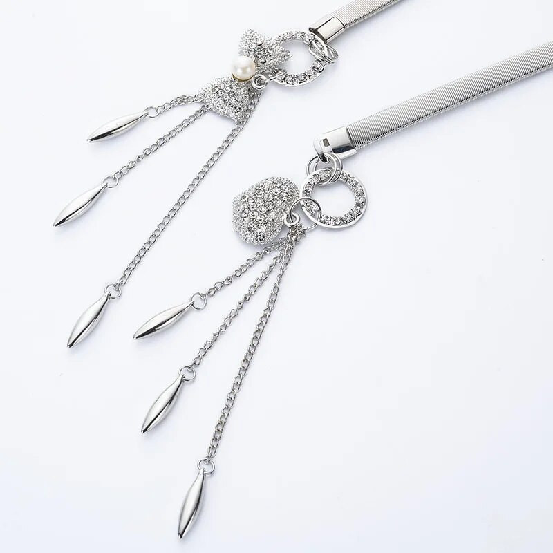 Sieviešu jostas Karstā bantīte mīloša sirds zelta jostas ķēde elastīga, elastīga metāla siksna, regulējama luksusa ķēde Ceinture vidukļa kleita