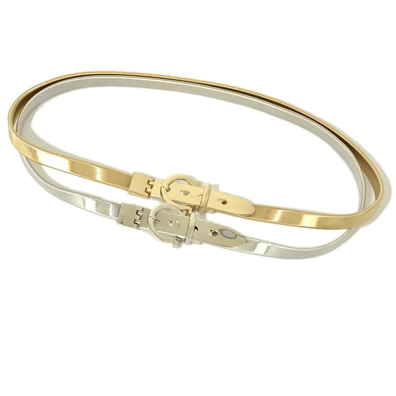 Ženski remen od legure, dame, djevojke, mršave, punk, elastični remen, pojas za haljinu, modni zlatni/srebrni dodaci za traperice