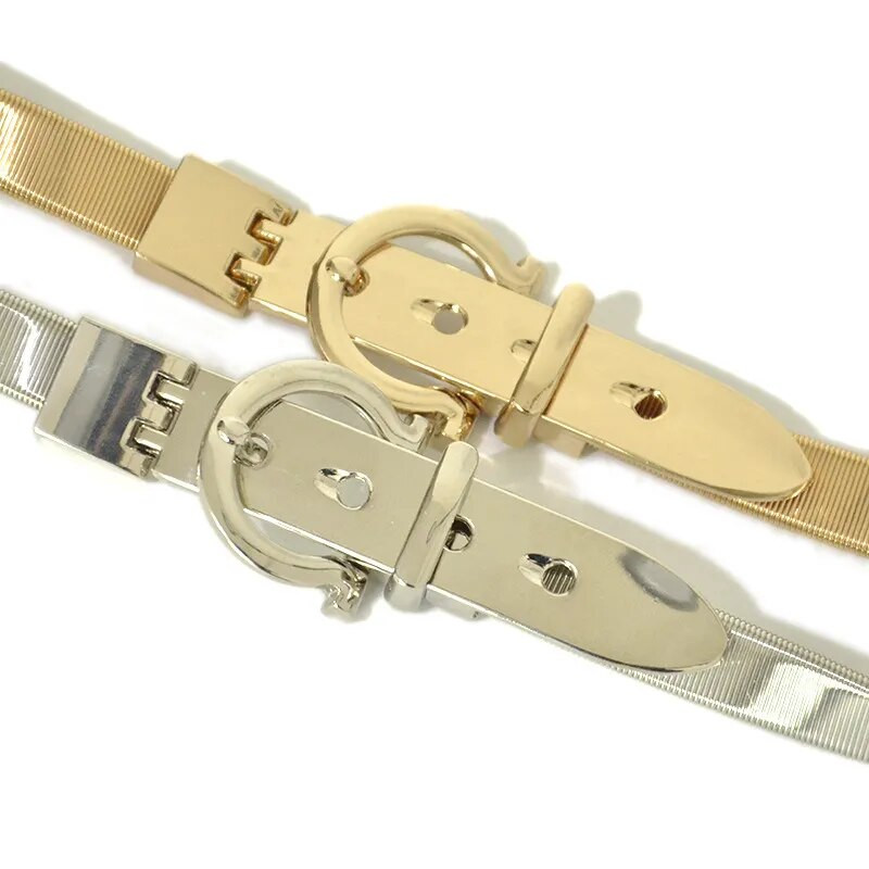 Ženski remen od legure, dame, djevojke, mršave, punk, elastični remen, pojas za haljinu, modni zlatni/srebrni dodaci za traperice