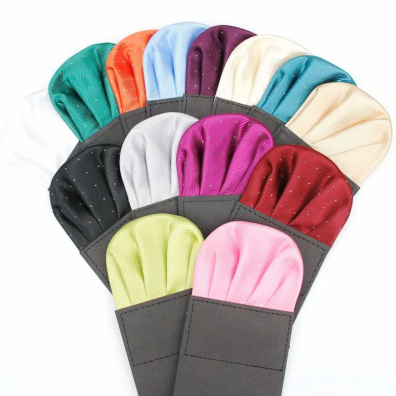 Gyári férfi előre hajtogatott zseb négyzet ezüst pöttyös zsebkendők hivatalos esküvői party üzleti mellkas törölköző fekete fehér piros