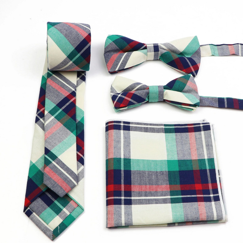 Klasična muška pamučna karirana kravata na pruge Odijelo Kravata Leptir kravata Roditelj-dijete Rupčić Četverodijelni set pribora za vjenčanje mladoženje