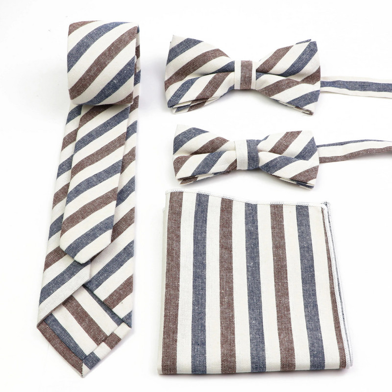 Klasična muška pamučna karirana kravata na pruge Odijelo Kravata Leptir kravata Roditelj-dijete Rupčić Četverodijelni set pribora za vjenčanje mladoženje