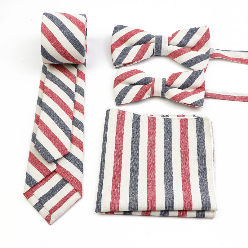 Klasična muška pamučna karirana kravata na pruge Odijelo Kravata Leptir kravata Roditelj-dijete Rupčić Četverodijelni set pribora za vjenčanje mladoženje
