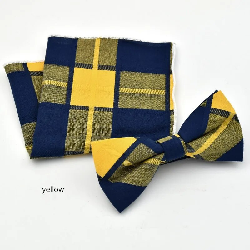 Kokvilnas tauriņa komplekts Kabatlakats vīrietim rūtains tauriņš kabatas kvadrātveida kleita krekls svītrains tauriņš Hanky satīna tauriņa aksesuārs