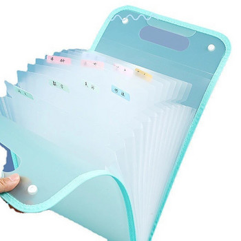 13 решетки Преносима папка с файлове A4 Чанта за документи Голям капацитет Прозрачен PP Вертикална кутия за органи Организирана чанта за съхранение на офис хартия