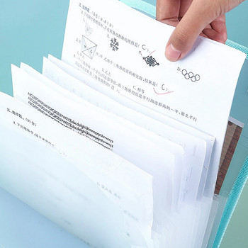 13 решетки Преносима папка с файлове A4 Чанта за документи Голям капацитет Прозрачен PP Вертикална кутия за органи Организирана чанта за съхранение на офис хартия