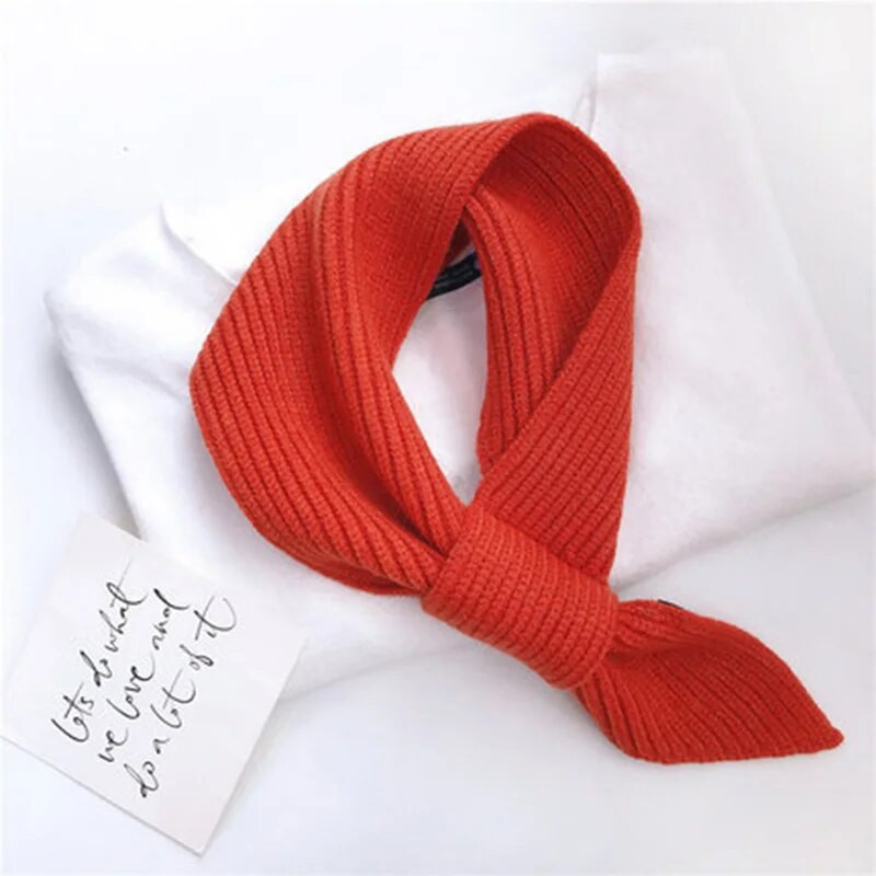 Korejski ženski kratki križni vuneni pleteni šal Zimski ženski jednobojni elastični meki lažni ovratnik Topli šalovi O34