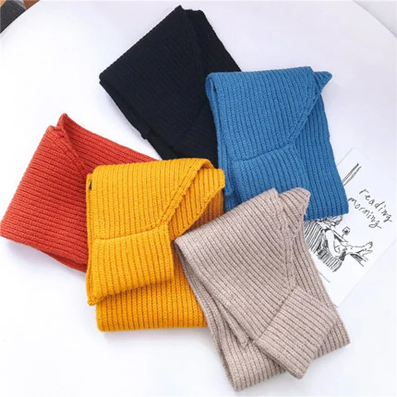 Korejski ženski kratki križni vuneni pleteni šal Zimski ženski jednobojni elastični meki lažni ovratnik Topli šalovi O34