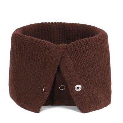 Férfi fedezeti hamis gallér Elasztikus kapucnis gyapjú nyakvédő kantáros pulóver női egyhurkos kötött gombbal hajtogatott meleg sál T39