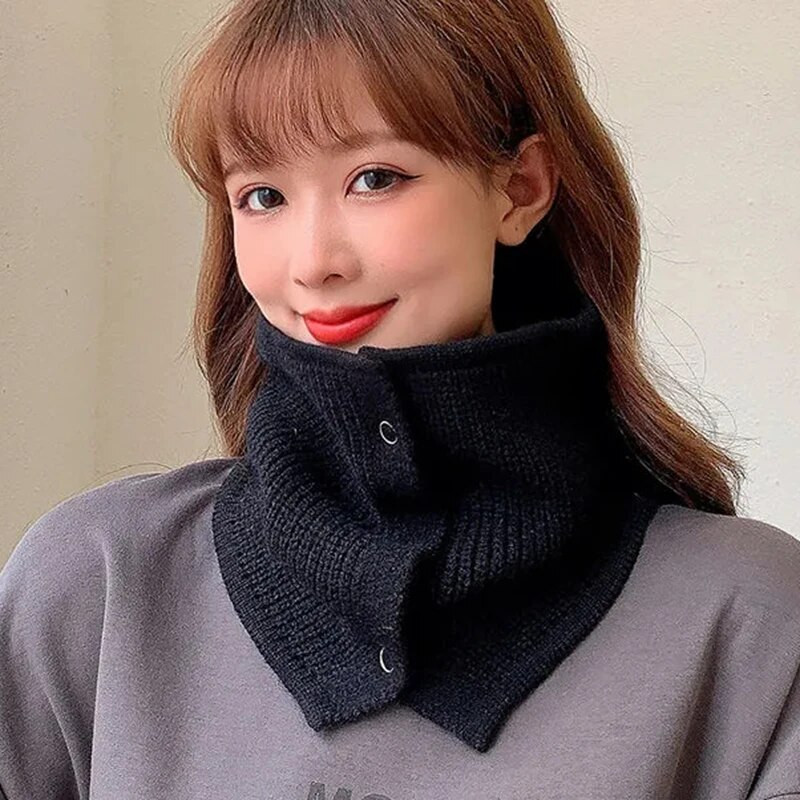 Férfi fedezeti hamis gallér Elasztikus kapucnis gyapjú nyakvédő kantáros pulóver női egyhurkos kötött gombbal hajtogatott meleg sál T39