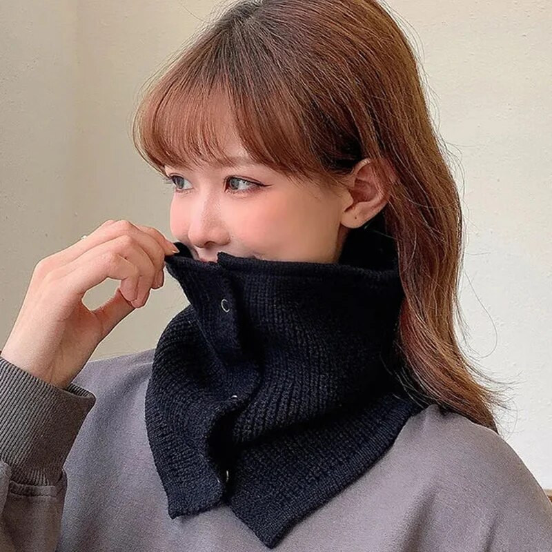 Férfi fedezeti hamis gallér Elasztikus kapucnis gyapjú nyakvédő kantáros pulóver női egyhurkos kötött gombbal hajtogatott meleg sál T39