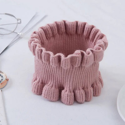 Korejski jednobojni elastični vuneni pulover s lažnim ovratnikom, čipkastim volanima, narukvica za glavu, ženski zimski štitnik za vrat, topli šal Q37