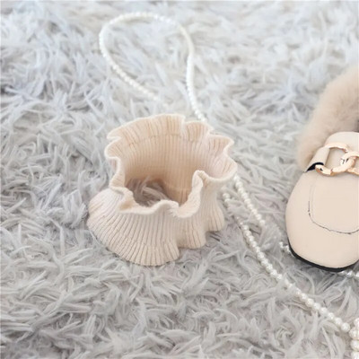 Korejski jednobojni elastični vuneni pulover s lažnim ovratnikom, čipkastim volanima, narukvica za glavu, ženski zimski štitnik za vrat, topli šal Q37