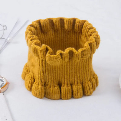 Korejski jednobojni elastični vuneni pulover s lažnim ovratnikom, čipkastim volanima, narukvica za glavu, ženski zimski štitnik za vrat, topli šal Q37