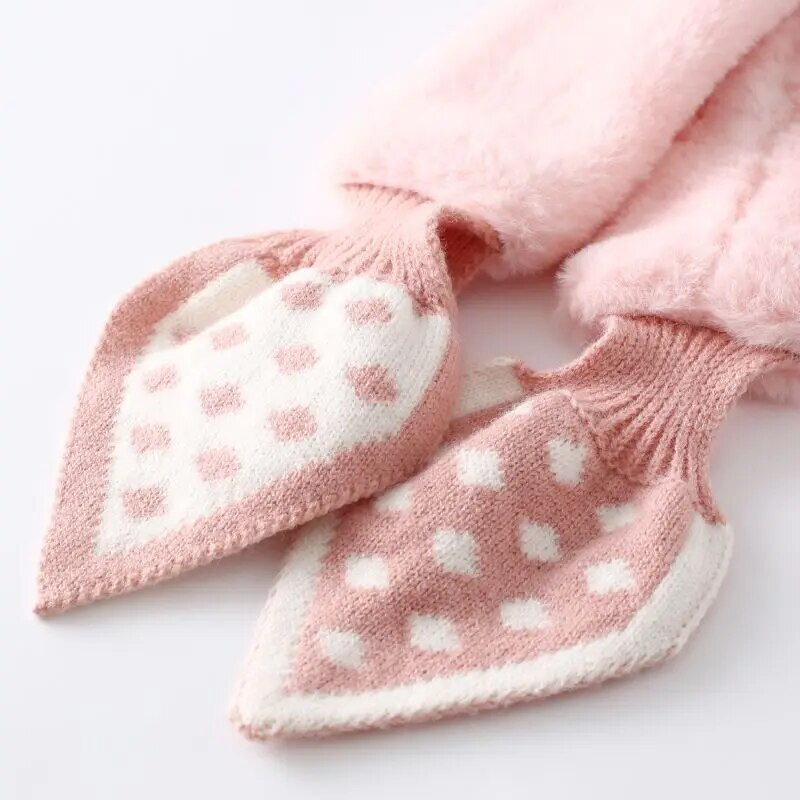 Koreai pöttyös varrás plüss meleg sál Téli műnyúl szőrme vastag kereszt álgallér Nyakvédő kötött női sálak Q38