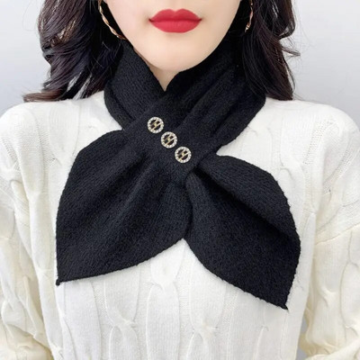 Női hamis gallér pulóver védi a nyaki gerincet meleg sál Téli vastag mű nerc bársony kereszt gyapjú kötött nyakvédő sál T3