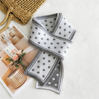 Sieviešu ziemas divpusējs polka punktveida trikotāžas vilnas garš viltus apkakles šalle korejiešu sievietēm, riteņbraukšana, bieza, silta kakla sarga šalle O28