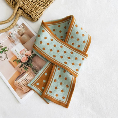 Sieviešu ziemas divpusējs polka punktveida trikotāžas vilnas garš viltus apkakles šalle korejiešu sievietēm, riteņbraukšana, bieza, silta kakla sarga šalle O28