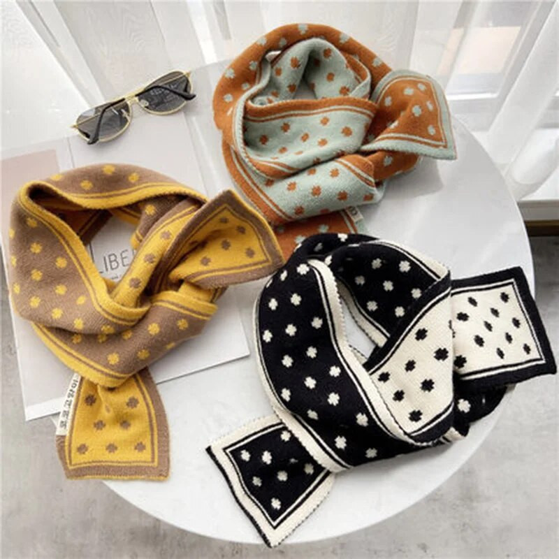 Sieviešu ziemas divpusējs polka punktveida trikotāžas vilnas garš viltus apkakles šalle korejiešu sievietēm, riteņbraukšana, bieza, silta kakla sarga šalle O28