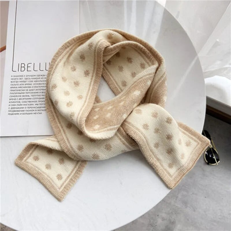 Sieviešu ziemas divpusējs polka punktveida trikotāžas vilnas garš viltus apkakles šalle korejiešu sievietēm, riteņbraukšana, bieza, silta kakla sarga šalle O28