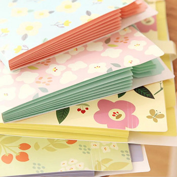 Kawai Floral File Folder 6 Layers Document Bag Cute File Organizer Bill Folder Θήκη αποθήκευσης Κορεατικά επιστολόχαρτα προμήθειες γραφείου