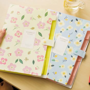 Kawai Floral File Folder 6 Layers Document Bag Cute File Organizer Bill Folder Θήκη αποθήκευσης Κορεατικά επιστολόχαρτα προμήθειες γραφείου