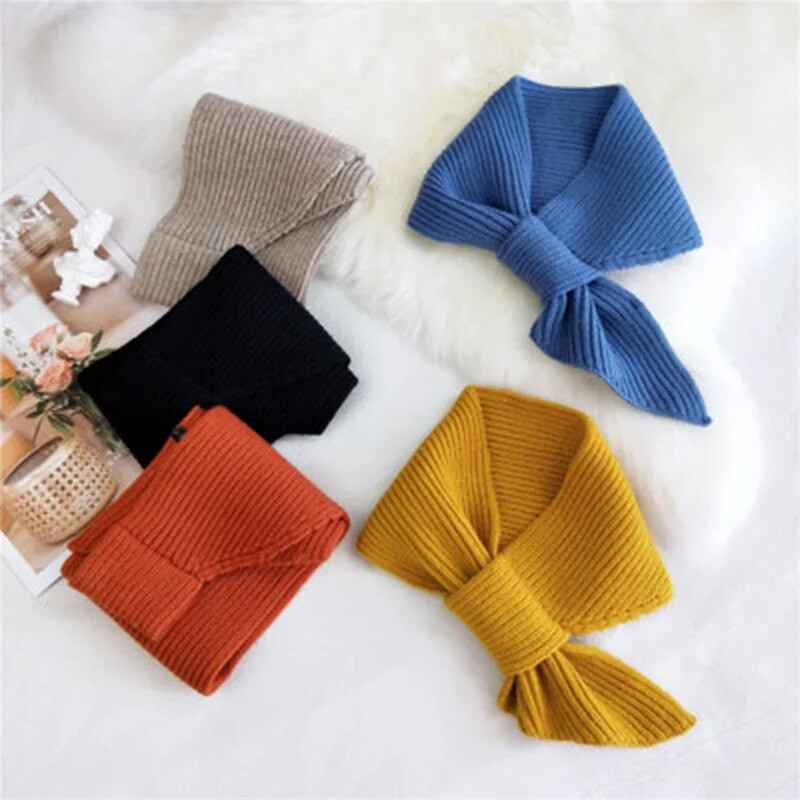 Korejski ženski kratki križni vuneni pleteni šal Zimski ženski jednobojni elastični meki lažni ovratnik Topli šalovi O34