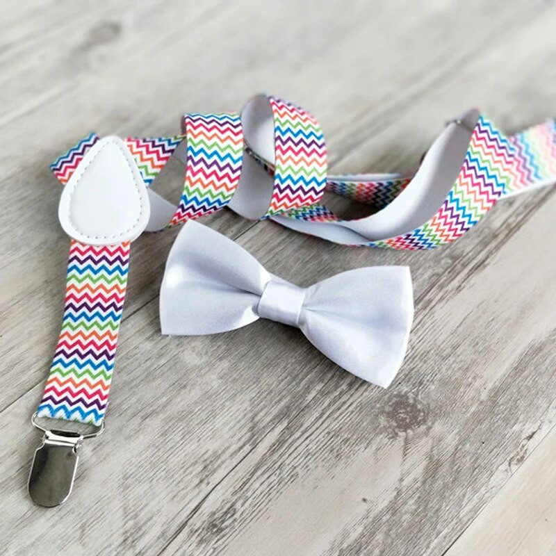 Modes bērnu bikšturu komplekts 3 piespraužams Y mugura Krāsains elastīgas lencēm tauriņš komplekts Apģērbu aksesuāri meitenēm zēniem