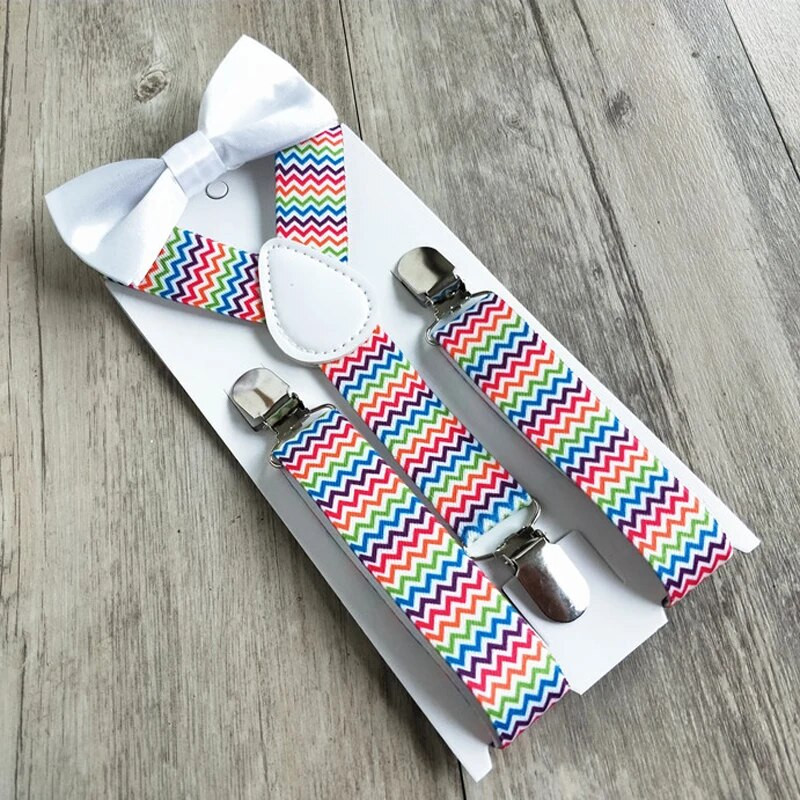 Modes bērnu bikšturu komplekts 3 piespraužams Y mugura Krāsains elastīgas lencēm tauriņš komplekts Apģērbu aksesuāri meitenēm zēniem