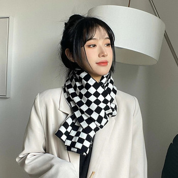 Γυναικείο φθινοπωρινό και χειμώνα, ασπρόμαυρη καρό κορεάτικη εκδοχή του Art και φοιτητικό ζεστό μαντήλι σκακιέρας CN026