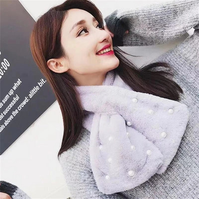 Nova modna vunena kragna proljeće jesen zima verzija modnog i toplog bisernog šala s križnom kopčom DZ2