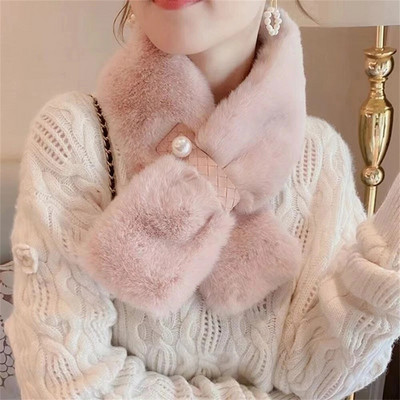 Nova modna vunena kragna proljeće jesen zima verzija modnog i toplog bisernog šala s križnom kopčom DZ2