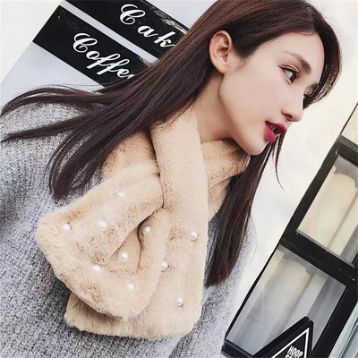 Nova modna vunena kragna proljeće jesen zima verzija modnog i toplog bisernog šala s križnom kopčom DZ2